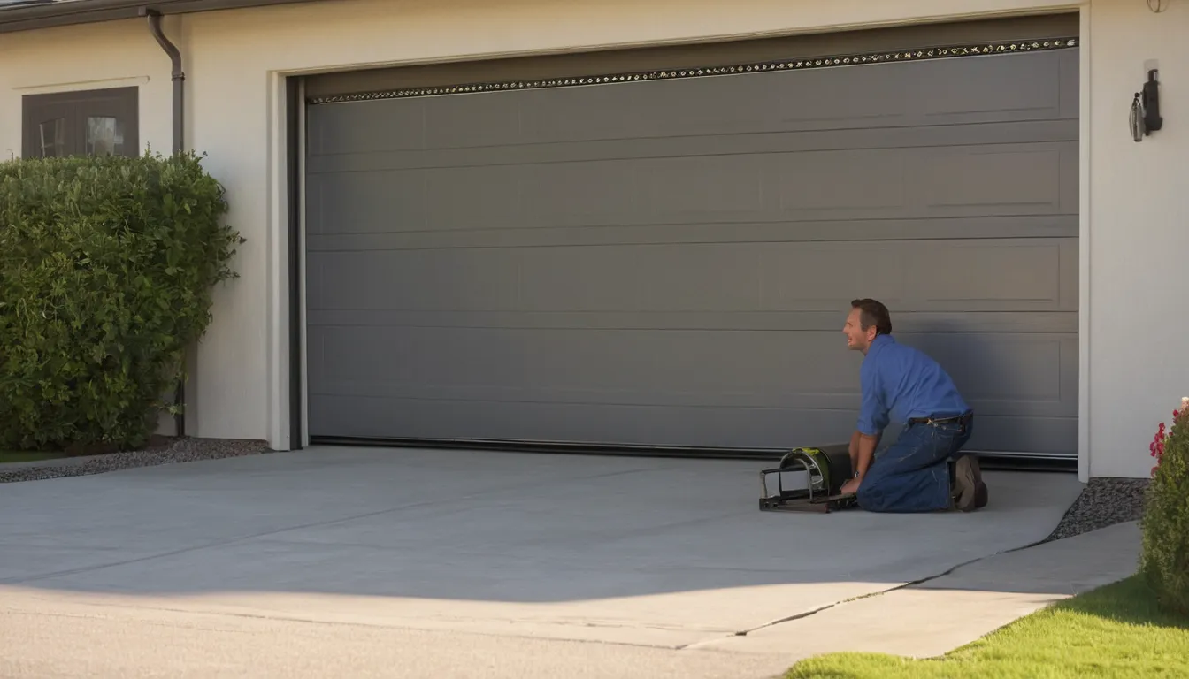 Friendly provider checking a garage door track at a home in Aurora