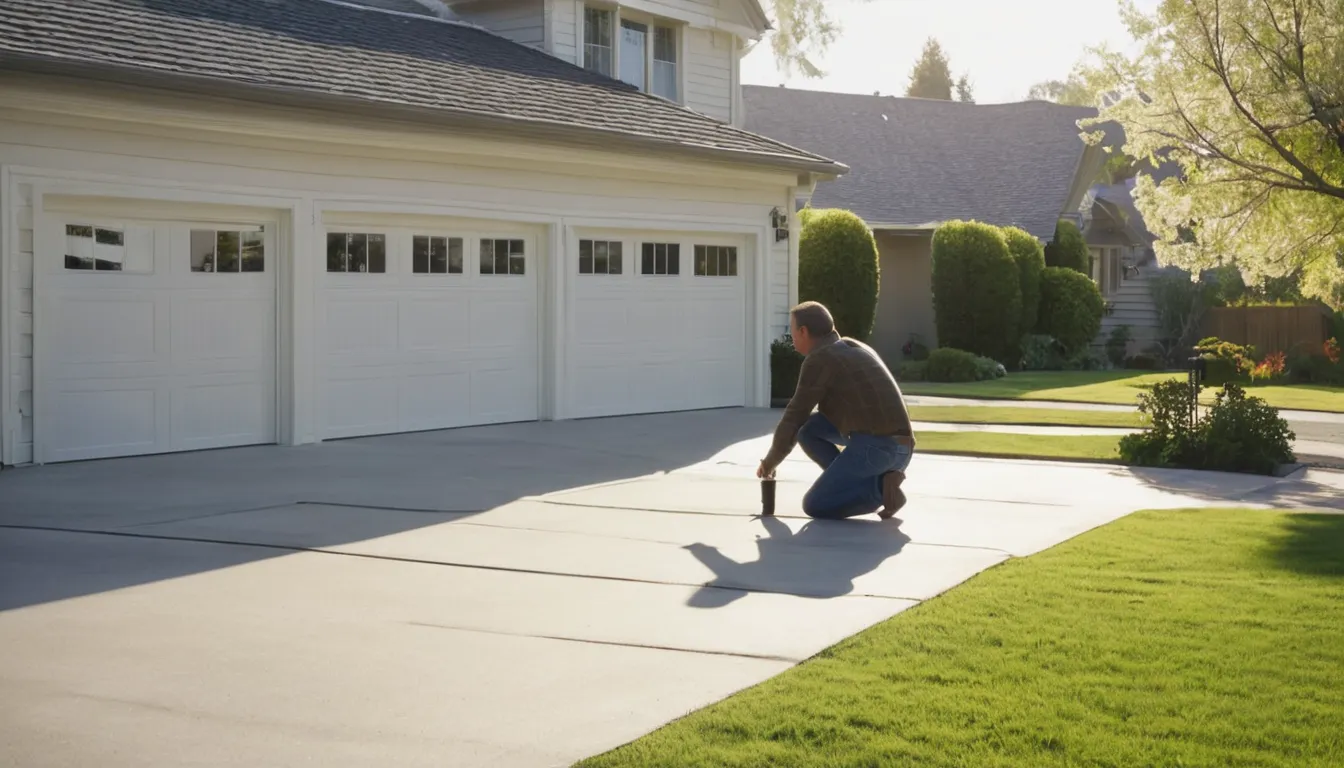 A homeowner and a friendly provider checking a garage door in Aurora